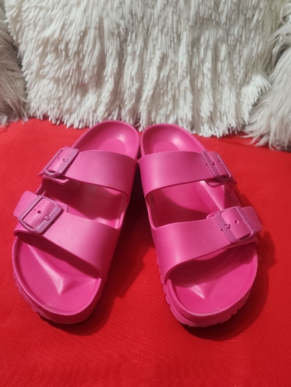 Birkenstock Hot Pink Double-Buckle EVA Slides